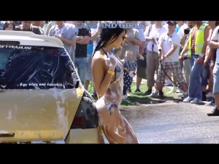 sexy girl washing car